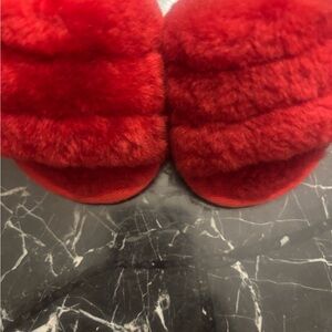 UGG Red Fuzzy Slippers
